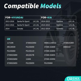 Upgraded High Output Alternator for-Hyundai Sonata 2014 Santa Fe 2013-2016 for-Kia Optima 2014-2015 Sorento 2012-2014 150Amp 12V CW 6-Groove Pulley 37300-2G800