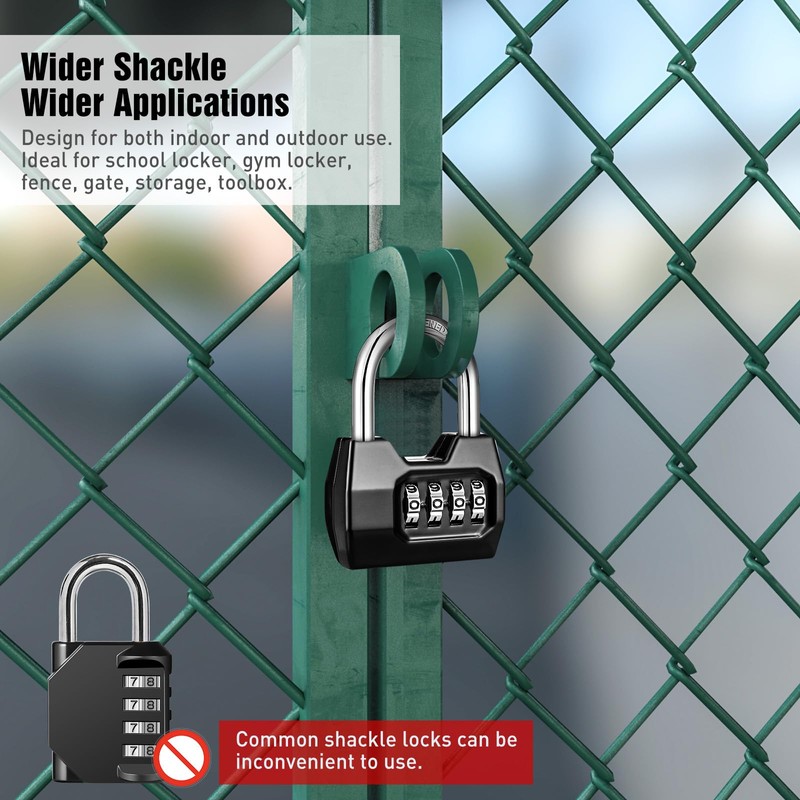 1 Pack disecu 4-Digit Combination Lock, Waterproof Outdoor Padlock for