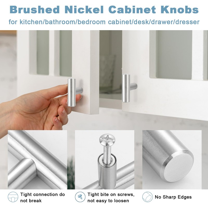 Estmoon 30 Pack Cabinet Knobs Brushed Nickel Cabinet Handles, Stainless