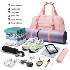 Sports Gym Bag for Women, Sport Duffle Workout Bags with Shoe Compartment & Wet Pocket, Small Womens Gym Bags