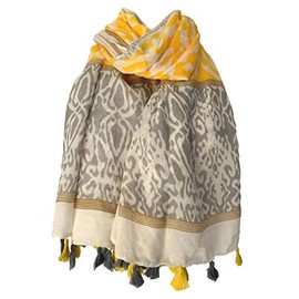 Purple Possum® Tassels Scarf Ladies Mustard yellow Grey Tassel Trim Festival Wrap Large Oversized Shawl