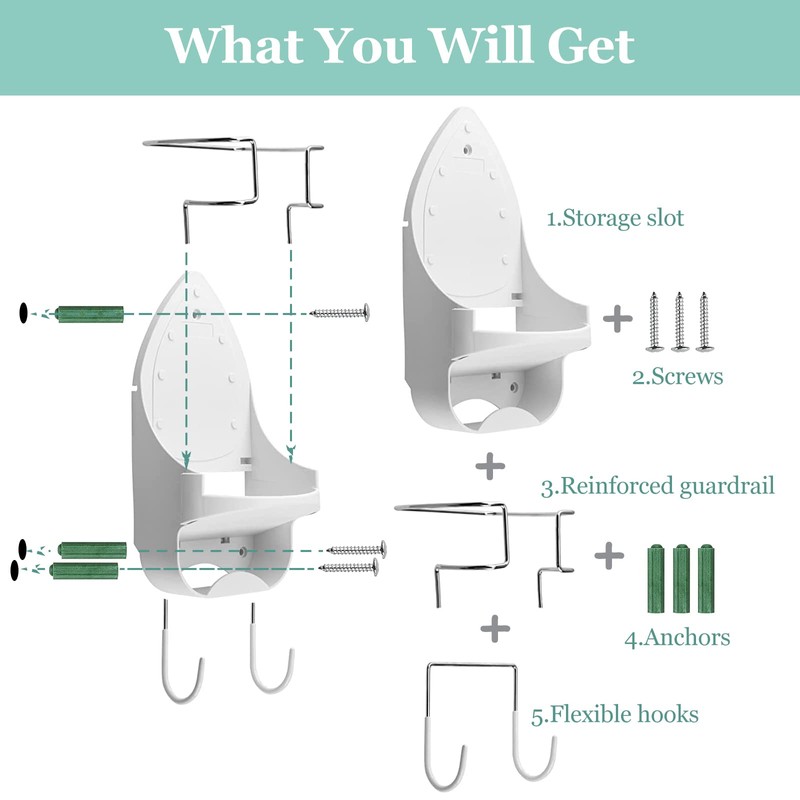Wall Mount Iron Board Hanger and Ironing Board Storage Organizer