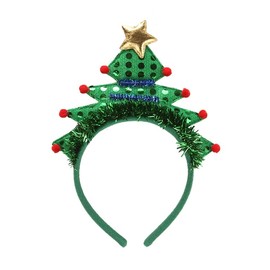 RmKbe Christmas Headbands Christmas Tree Headband Novelty Xmas Headband Christmas Tree Sequin Headdress for Christmas Costumes Accessory