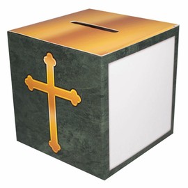Christian Fundraising Offering Box Family Size with Cross Cardboard - 50 Boxes