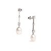 Freshwater Cultured Pearl Teardrop Earrings 9-10mm with Zirconia