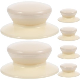 Homoyoyo 6 Pomos de Tapa de Ollas de Plástico Beige, Perillas de Repuesto para Tapas de Ollas Compatibles, Accesorio Compacto para Utensilios de Cocina, Paquete de 6 Piezas, Adecuado