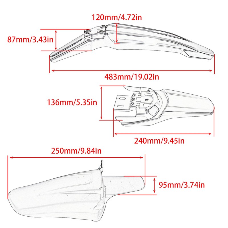 ABCERRSI Surron Front Rear Fender Set,3pcs Shock Front Rear Mud