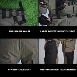 TACTICS ARMOR Tactical Pants Hiking Pants Men for Water Resistant Ripstop Multi-Pocket Paintball Airsoft Combat with Knee Pads Blue