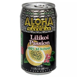 ALOHA MAID Natural Lilikoi Passion Fruit Drink (Two 6 Pack of 11.5 oz Cans)