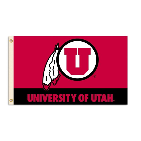 BSI PRODUCTS, INC. - Utah Utes 3’x5’ Flag with Heavy-Duty Brass Grommets - UoU Football, Basketball and Baseball Pride - High Durability for Indoor and Outdoor Use - Great Fan Gift Idea - Utah