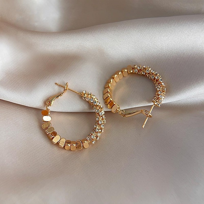 Retro-Inspired 14k Gold Plated Huggies Hoop Dangle Earrings for Women