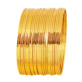 Touchstone Golden Bangle Collection Indian Bollywood Wish Stunning Look Fine Cut Edges Fine Jewelry Designer Bangle Bracelets Set of 24 Gold Tone for Women, Metal, No Gemstone
