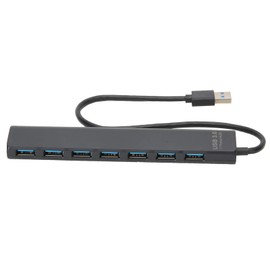 Acouto HUB USB 7 en 1 7 Puertos Múltiples USB 3.0 HUB Splitter PC Portátil Adaptador de Red de Alta Velocidad de 5 Gbps - Luces Indicadoras LED Plug  