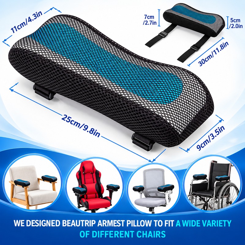 Memory Foam Armrest Pads for Office Chairs – Soft Armrest
