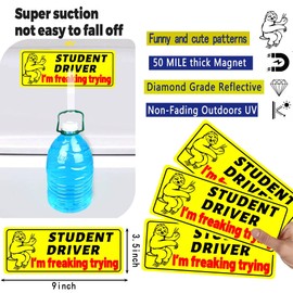 Student Driver Magnet for Car - Funny New Drivers Sticker Safety Beginner Student Driver Sign for Car