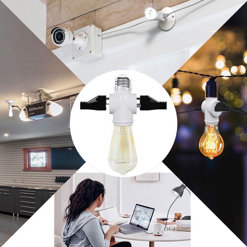 Light Socket Adapter, Convert E26 Light Socket to 3-Prong Outlet