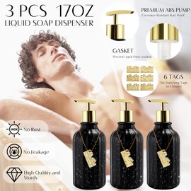 WSBArt 32PCS Black Bathroom Accessories Bathroom Set,Black Shower Curtain, Bath Towel Set,Hand Towel,Toilet Brush,Trash Can & 3PCS Soap Dispensera