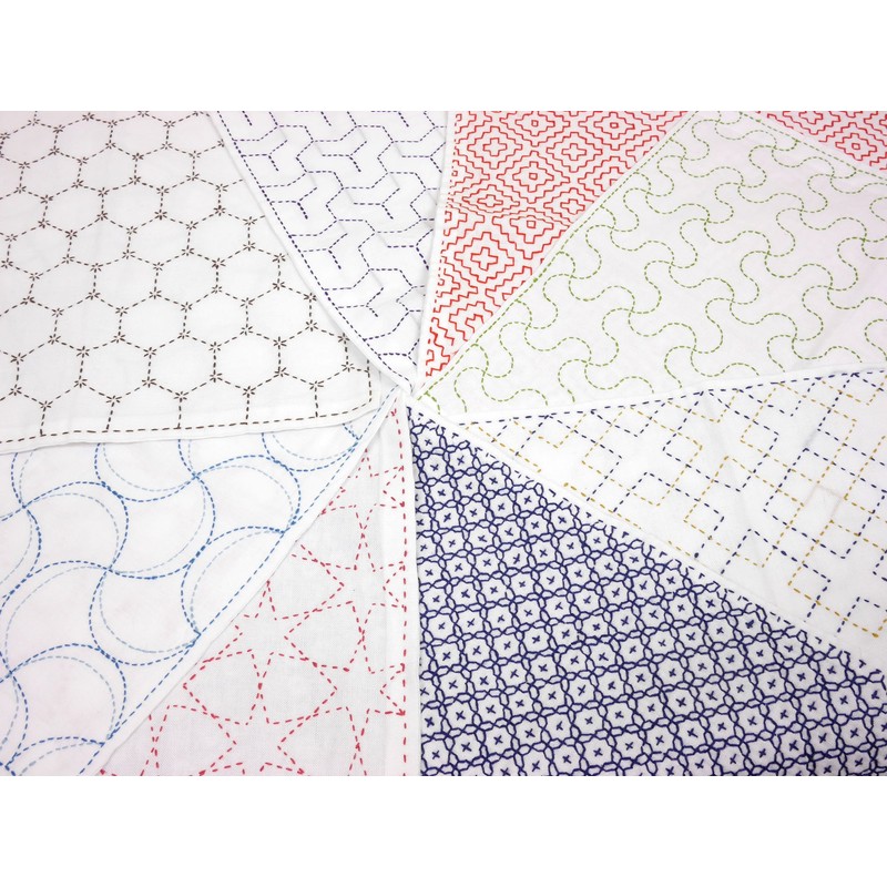 Yokota Daruma Sashiko Cloth Dream Cloth White Layered Square Stitch