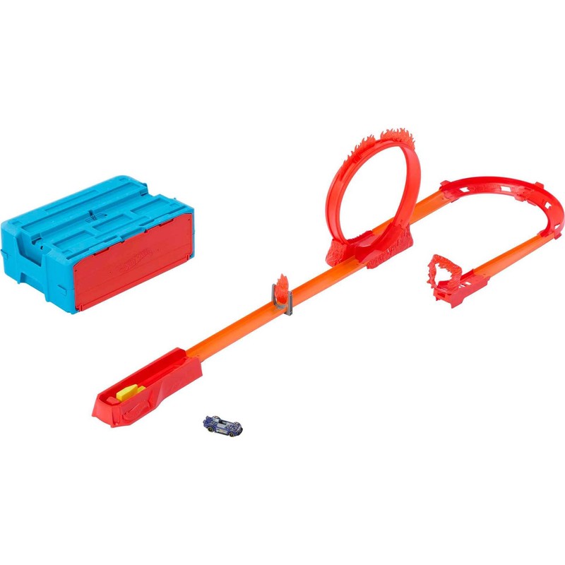 Hot Wheels Toy Car Track Set, Track Builder Playset Flame