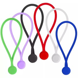 Unbranded Reusable Magnetic Cable Ties, Multi- Colors Silicone Twist Ties for Cord, 6pack