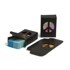 Peace Sign Window Boxes – 250 Pack Black (2 3/4" x 3 13/16" x 1 4/16") Recyclable Packaging for Handmade Soap, Bold Boho Bulk Packaging, Craft Fairs – Made in USA