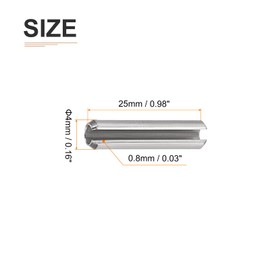 DTGN 4mmx25mm(DxL) Slotted Spring Pin - 20Pack - Good for Home Machine Fastener - 304 Stainless Steel Spring Dowel Tension Roll Pin - Silver