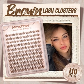 Mavphnee Brown Eyelash Clusters Spiky Lash Clusters Anime Lash Extensions Manga Individual Lashes Natural Cluster Lashes Wispy Cluster Eyelash Extensions Dark Brown C-Curly 10-16MM Lash Clean Girl Aesthetic
