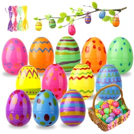 NTGFU East er Plastic Egg Decorations-36PCS Easter Fillable Hanging Eggs for Trees Large Colorful Plastic Eggshell Bulk with Hinge for Easter egg Hunt Filling Treats Easter Basket Stuffers Party Favor