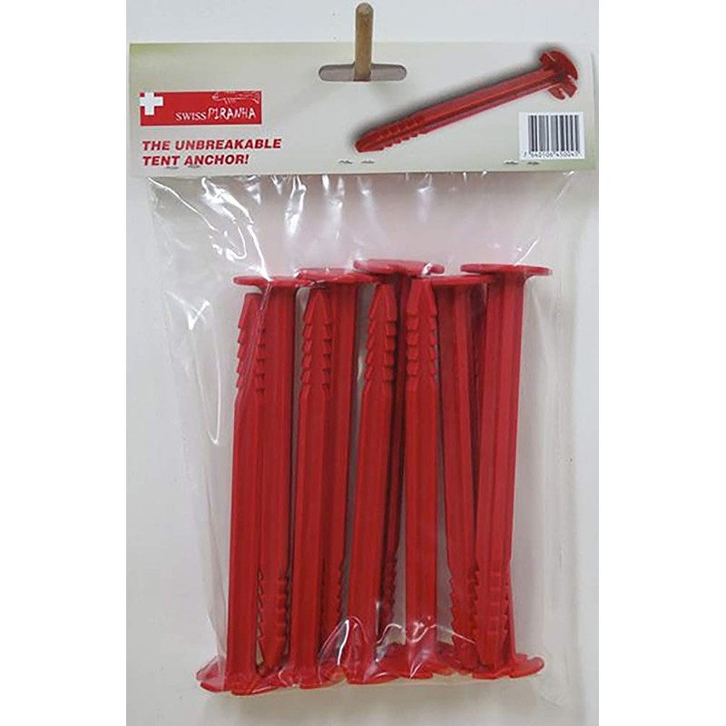 SwissPiranha SwissPiranha RT150 Tent Pegs (Set of 10), Red, M,