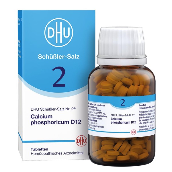 DHU Schüßler-Salz Nr. 2 Calcium phosphoricum D12 – Das Mineralsalz der Knochen und Zähne – das Original – umweltfreundlich im Arzneiglas, 420 St. Tabletten