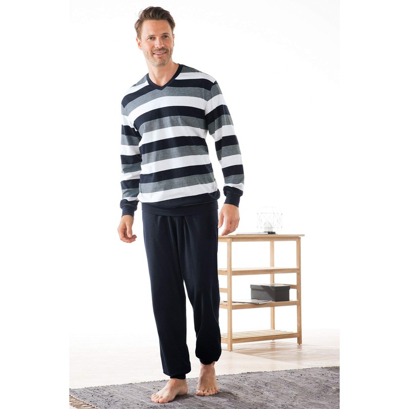 Schiesser Men's Long Pyjamas with Cuffs – Nightwear Set