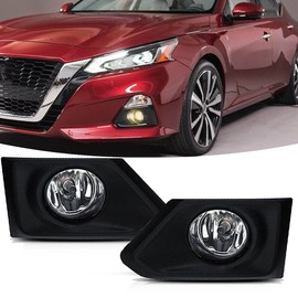 VGETTING Fog Light For Nissan Altima 2019 2020 2021 Fog Lamps Replacement Front Driving Lights Assembly For Altima Halogen Bulb With Bezel+Wiring Harness