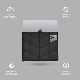 UZBL Puffy Laptop Sleeve 13-14 inch, Puffer Laptop Carrying Case for Women, Pillow Case Compatible for MacBook Air M3 2024 M2 M1, MacBook Pro 13 in 14 in, Diamond Stitched Sleeve