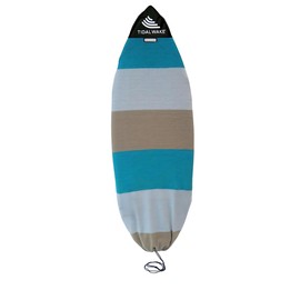 Tidal Wake TAG-IT –52" Pointed Nose Surf & Wake Board Sock - Soft Wakesurf/Wakeboard Bag with Built-in Name Tab, Customizable Wake Surfboard/Wakeboard Cover Protects Your Board Teal-Cream-Taupe