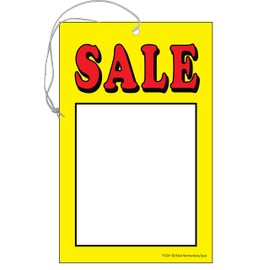 TYD201 Sale Elastic Knotted Price Sale Tags with Strings Red and Yellow Business Store Signs Pack of 100 (2 3/4" x 3 1/2")