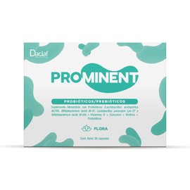PROMINENT FLORA Probióticos para Restaurar la Microbiota Con Vitamina D, Cúrcuma, Biotina  Prebióticos Caja de 30 Cápsulas                            