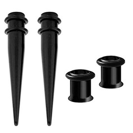 HEKEUOR 1g 7mm 2 Pairs 316L Steel Tapers and Tunnels Ear Stretching Kit Gauges Gauging Plugs
