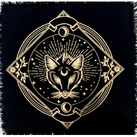 INDIAN CRAFT CASTLE Altar Cloth Tapestry Table Napkin Cloth Witchery Supplies Home Decor Wall Art Spiritual Witchcraft Cotton Square Tarot Table Cover Sacred Cloth The Wolf 36 x 36 Inches