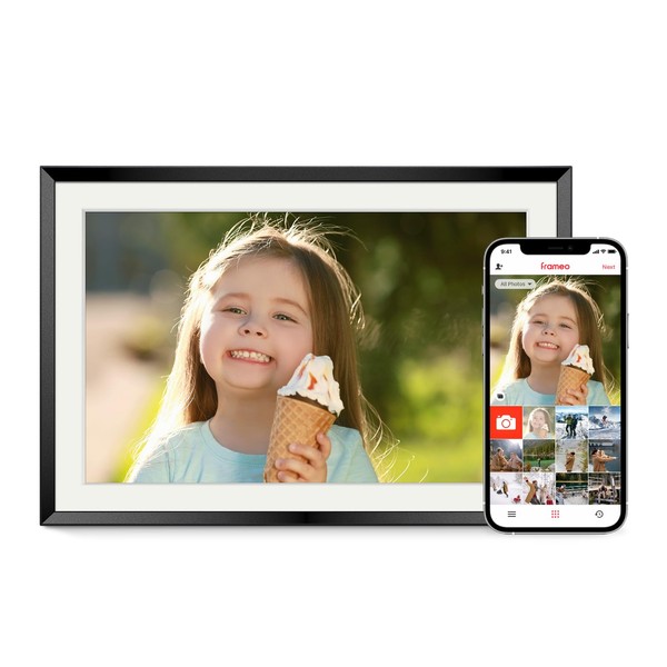 Eptusmey Digital Picture Frame：Built-in 32GB| Frameo WiFi Digital Photo Frame with 10.1" HD Touch Display, Send Pictures or Videos Remotely，Easy Setup，Great Gift| Ultra-Thin Black