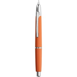 erofa Majohn A2 Press Fountain Pen Extra Fine Nib with Box, Retractable Orange Resin Ink Pen with Converter Writing Pen Set (Silver Clip Version