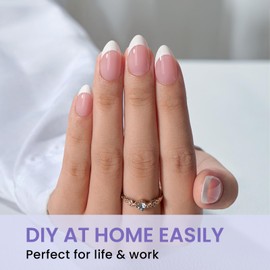 BTArtbox Short Almond Nail Tips - 320pcs Pre-shape Half Matte Soft Gel Tips, Clear Ultra Fit & Natural Acrylic Fake Nails for Full Cover Nail Extension, 16 Sizes