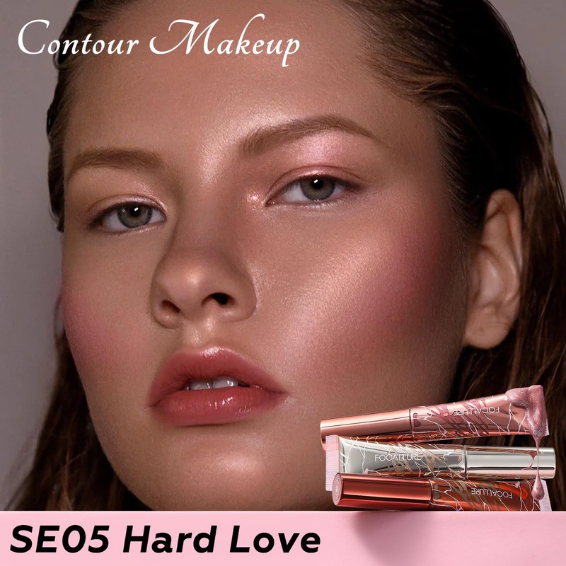 FOCALLURE 3 PCS Liquid Contour Stick,Moisturizing Highlighter,Blush and Bronzer,Silky Cream