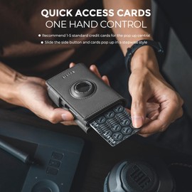 VULKIT Airtag Wallet RFID Wallet Mens Wallets Leather Card Wallet with Airtag Holder, Aluminum Pop Up Wallet Credit Card Holder for Men with ID Window & Magnetic Closure