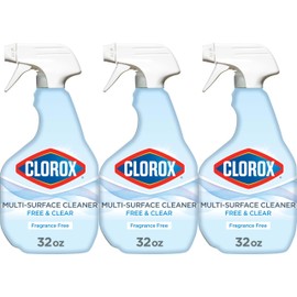 Clorox Free & Clear Multi Surface Cleaner, Spray Bottle, Fragrance Free, 32 Fluid Ounces, Pack of 3