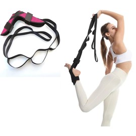 MEISO Foot and Calf Stretcher - Stretching Strap for Physical Therapy Plantar Fasciitis, Achilles Tendonitis, Heel Spurs, Foot Drop, & Hamstring Versatile Stretch Strap (pink)