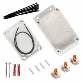 Junction Box ABS Housing 132 x 70 x 50 mm Junction Box Dustproof Junction Box Junction Box White with Screw Dowel Seal Clamp and Cable Tie intervisio