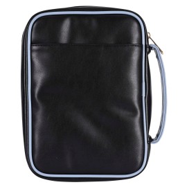 TD Black XL Bible Case with Ps. 46:10 Be Still Fabric PVC PU Book Cover A4 SizeColor: Black/Blue