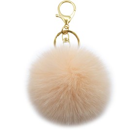 Unpafcxddyig Pom Pom Keychain Artificial Fur Puff Ball Keychains Fluffy Tote Pendant Car Bag Charm,orange