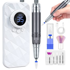 SAVILAND Professional Nail Drill: Portable 350000PRM Electric Nail File Rechargeable for Acrylic Nails Manicure Polishing Shape Acrylic Nail Tools with Drill Bits for Home and Salon Use