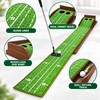 Golf Putting Mat with Wooden Automatic Ball Return, 2-Hole Indoor